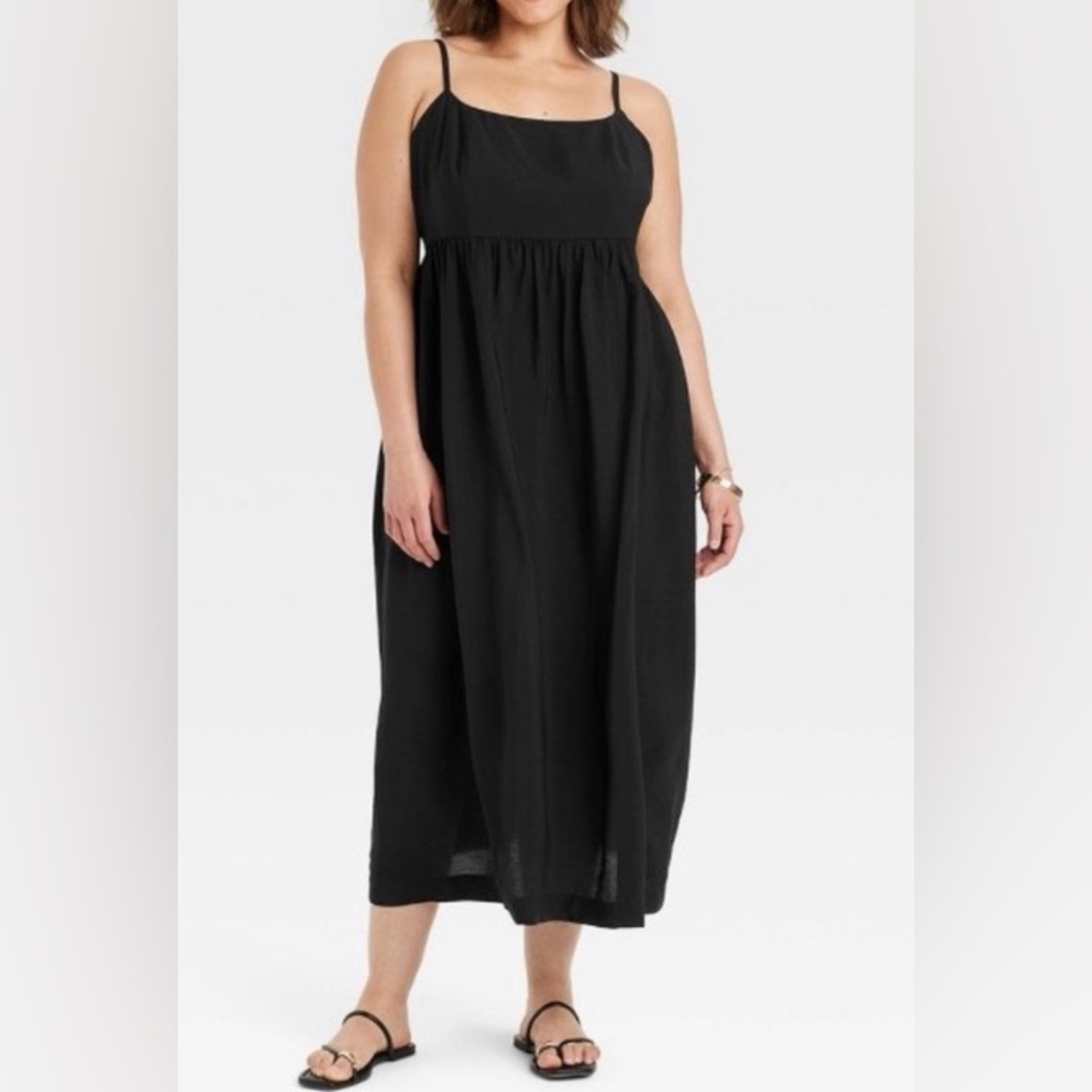 NWT A New Day Black Flowy Back Bow Plus Size Midi /Maxi Dress
